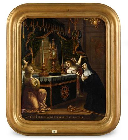 null Peinture sur cuivre, Ecole Française, vers 1630-40
Scène religieuse, devant...