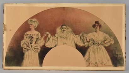 D'après Maurice Neumont Pierrot et les actrices, 1905
Feuille d'éventail imprimée...