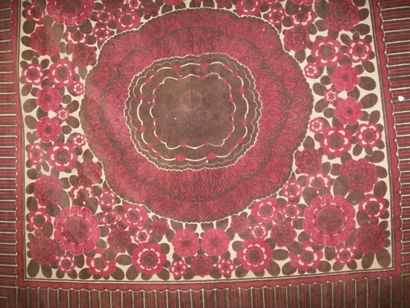 null Tapis de table en velours façonné, vers 1920- 1930, lin et coton, beau dessin...