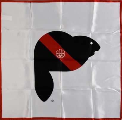 null MONTREAL 1976
Foulard à l'effigie de la mascotte Amik.
Dim. 68 x 68 cm.
Bon...