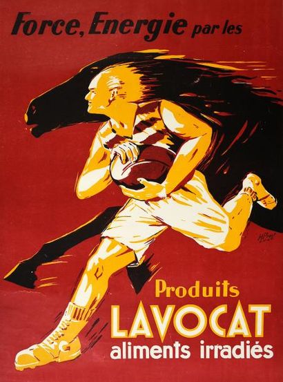 null Affiche «Lavocat». Illustration. H. Prost à Lyon.
Dim. 64,5 x 89 cm. Entoil...