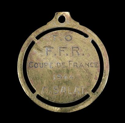 null Médaille de vainqueur de la Coupe de France 1944 de rugby à XV entre le Toulouse...
