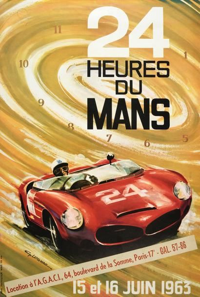 null Affiche officielle des 24 Heures du Mans 1963.
Signée Guy Leygnac. Imprimerie...