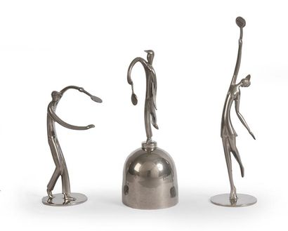 null Ensemble de 3 sculptures en bronze signées Hagenauer. Dans le pur style Art...