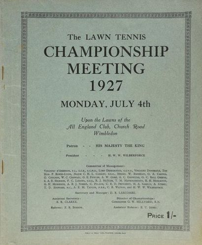 null Programme officiel du Tournoi de Wimbledon 1927 pour la journée du 4 juillet....