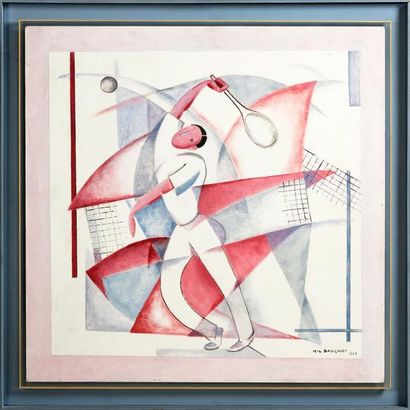 Marcel Louis BAUGNIET (1896-1995) Artiste belge d'avant garde. «Le Joueur de Tennis»....