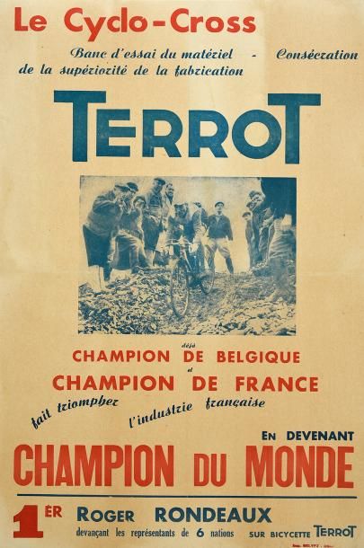 null Affiche des Cycles Terrot. Champion du Monde de cyclo cross avec Roger Rondeaux....