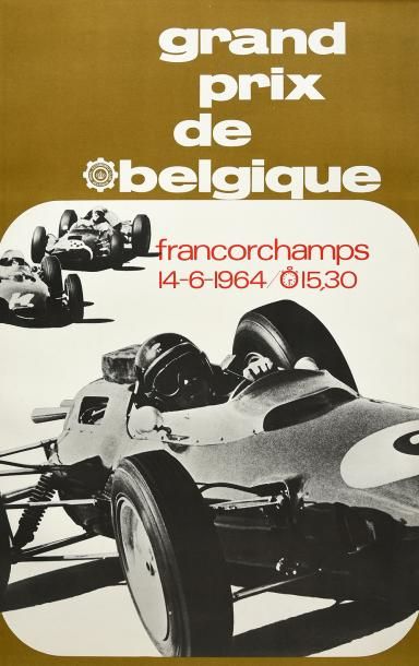 null Affiche officielle du Grand Prix de Belgique 1964. Victoire de Jim Clark sur...