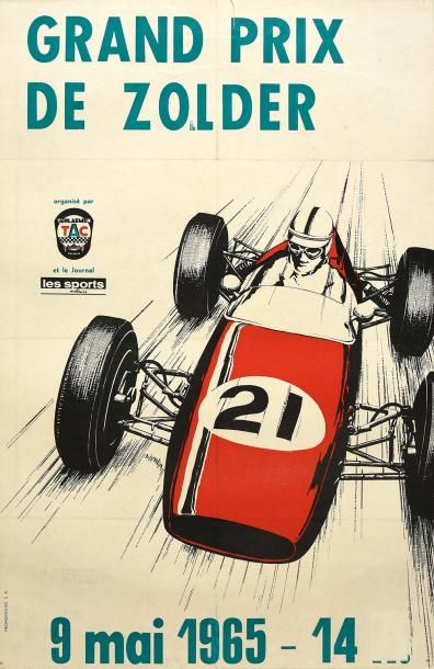 null Affiche officielle du Grand Prix de Zolder 1965.
Dim. 32 x 49 cm. Entoilée.