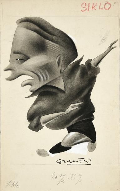 Grambert Bernard (1908-1958) Caricaturiste et illustrateur. Dessin original de Ladislas...