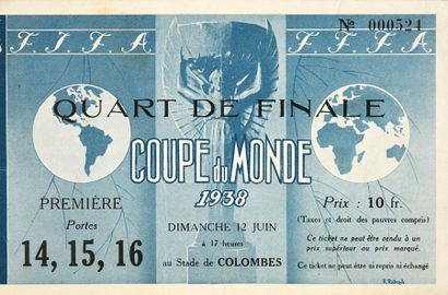 null Billet de la rencontre du 1/4 de finale de la Coupe du Monde 1938 entre la France...