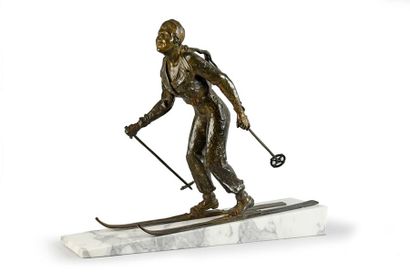 null Exceptionnelle sculpture en bronze sur socle marbre signée Sylvain Norga (1892-1968)...