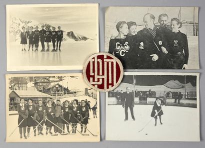null Crosse de Hockey sur glace et son palet utilisés par Jacline Brown (1902-1994)...