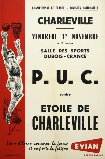 null Affiche originale de la rencontre du Championnat de France 1962/63 de nationale...