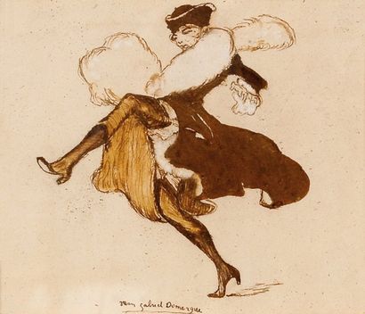 Jean Gabriel Domergue (1889-1962) Danseuse de French Cancan Dessin à la plume et...