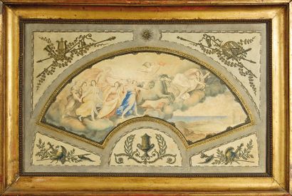 Ecole ITALIENNE du XVIIIe siècle Apollon et les Muses.Aquarelle sur vélin, feuille...