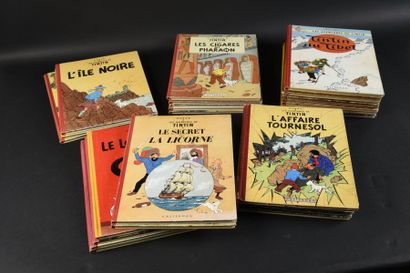 HERGÉ Une collection complète de 26 albumS de Tintin constituée entre 1950 et 1962...