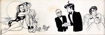 FRAZETTA Franck (1928-2010) LI'L ABNER.
Crayonné et encre de chine pour ce strip...