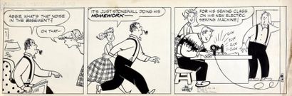 HAL RASMUNSON Les aventures de Aggie
Encre de chine pour un strip paru en 1958 dans...