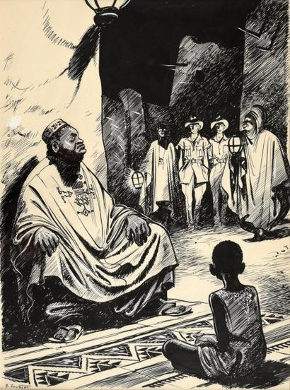 JOUBERT Pierre (1910-2002) Alerte au Tchad
Encre de chine pour une illustration parue...