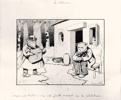 RABIER, Benjamin (1864-1939) Le solitaire
Encre de chine et gouache pour la planche...