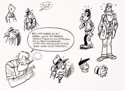 Degotte, Charles (1933-1993) Un ensemble de deux illustrations en noir et blanc....