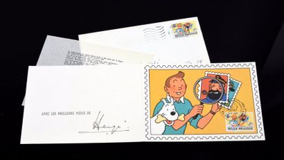 HERGÉ CARTE DE VOEUX 1979/1980
Carte à 2 volets, illustrée avec timbre affranchi...