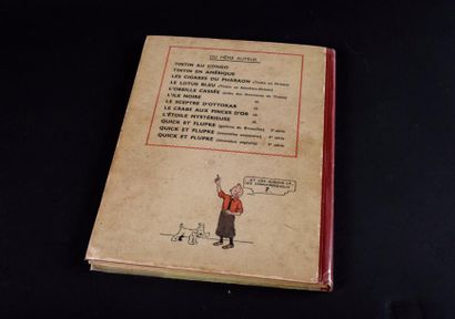 HERGÉ TINTIN 02. Tintin au Congo. Casterman 1942.
A18. Dos rouge Pellior. 4 HT couleurs....
