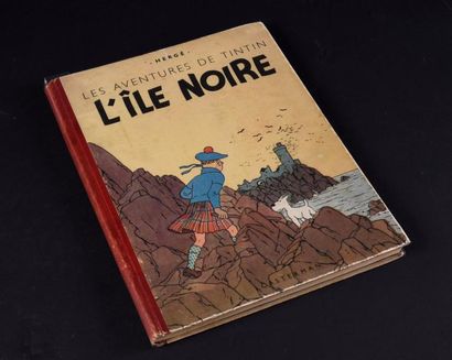 HERGÉ TINTIN 07. L'ÎLE NOIRE. A18. Edition dite “grande image” Casterman 1942.
Dos...