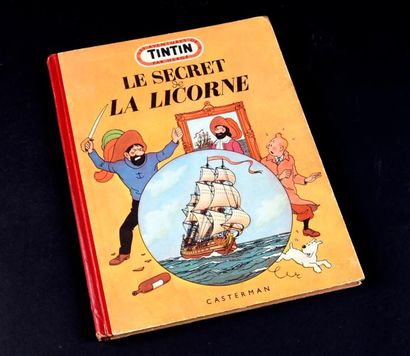 HERGÉ TINTIN Q11. LE SECRET DE LA LICORNE. EDITION DITE AU MÉDAILLON B6 - 1952.
Dos...