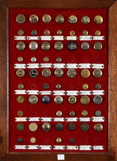 null Tableau contenant 58 boutons dont:
-Equipage BEAUJEU-BEAUMONT. (n°31). Jules...