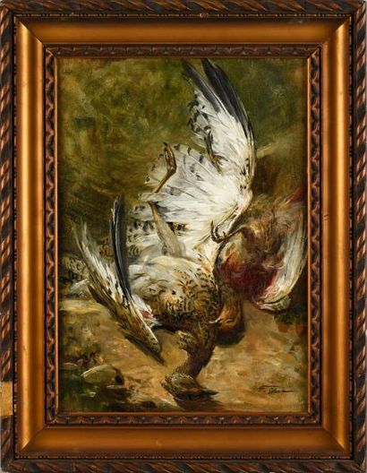 Fréderico Oloria (1849-1898) Nature morte aux gibiers à plumes.
Toile, signée en...