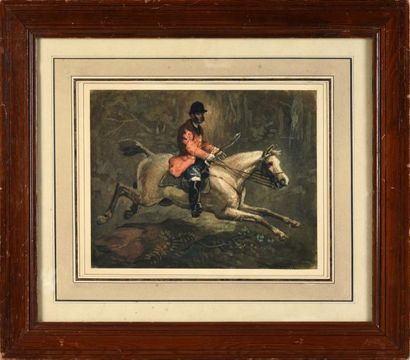 Nicolas Moreau (circa 1820) Veneur à cheval.
Aquarelle
22 x 29 cm