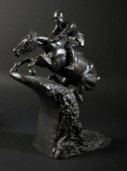 Yves BENOIST-GIRONIERE (1903-1983) Le saut de la banquette irlandaise.
Bronze à patine...