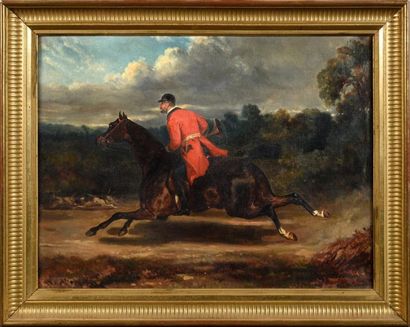 École Française du XIXe siècle Veneur au galop.
Toile.
41 x 54 cm