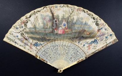 null Les perles de Rebecca, vers 1740-1750
Eventail plié, la feuille en peau peinte...