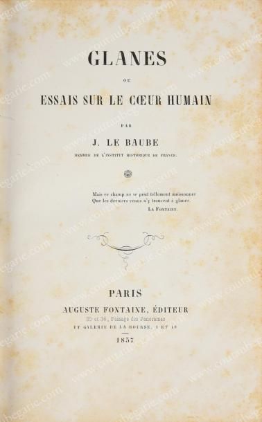 null * BIBLIOTHÈQUE DE LA REINE ISABELLE II D'ESPAGNE (1830-1904).
LE BAUBE J. Glanes...