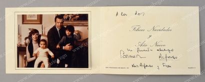 null ALFONSO, prince de Bourbon, duc de Cadix (1936-1989).
Carte de vœux, avec portrait...