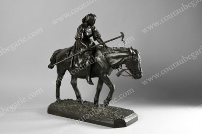 LIEBERICH Nicolas Ivanovitch (1828-1883) Paysanne russe à cheval.
En fonte de fer,...