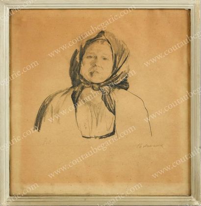 MALIAVINE Philippe (1869-1940) Jeune femme en tenue traditionnelle russe.
Mine de...