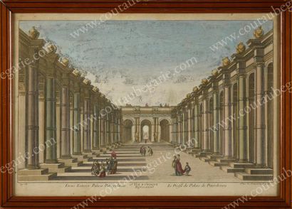 École FRANÇAISE du XVIIIe siècle Paire de vues d'optique représentant la Grande Place...