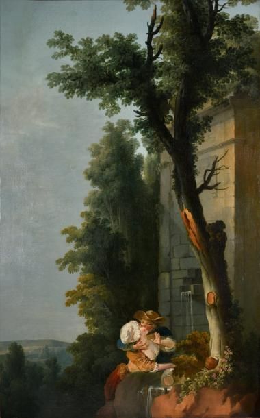 Jan Anton GAREMYN (1712 - 1799). Attribué à 
Scènes galantes
Paire de toiles, restaurations...