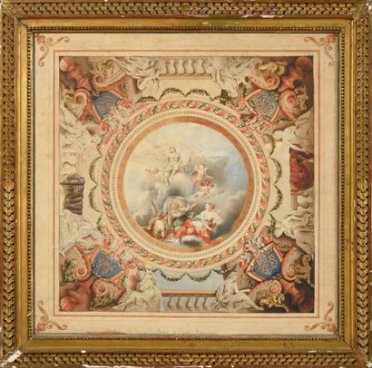 Jean Lubin VAUZELLE (1776-1837) 
Plafond de l'Hôtel de Bazencourt
Aquarelle sur trait...