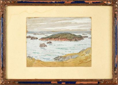 Georges Frédéric ROTIG (1873-1961) 
Vue d'un bord de mer
Aquarelle. SBG et datée...