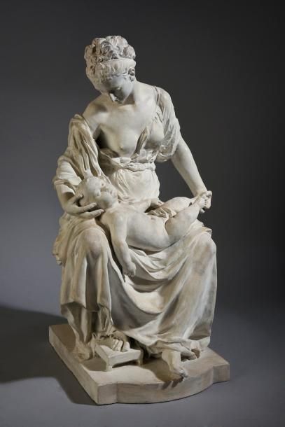 Jean Baptiste CARPEAUX (1827 - 1875) 
La Maternité.
Plâtre. Cachet Propriété Carpeaux.
H.:...