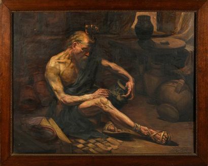 Jean-Blaise GIRAUD (1887-1952) 
Prix de Rome.
Le potier grec
Toile, signée en bas...