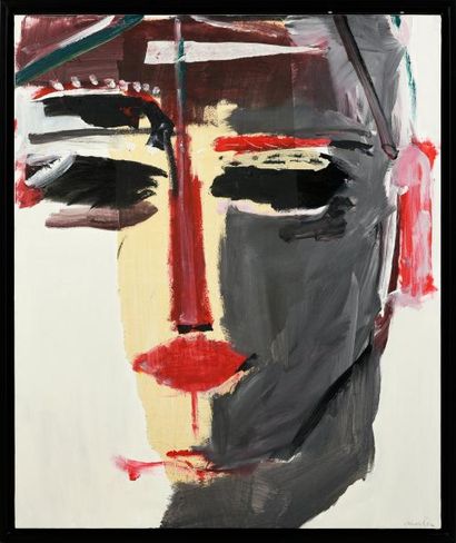 Jean-Michel AUCLERC (1947-) 
Portrait
Paire de toiles. Technique mixte.
100 x 81...