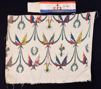 null Documents textiles patriotiques, première moitié du XXe siècle, toile de lin...
