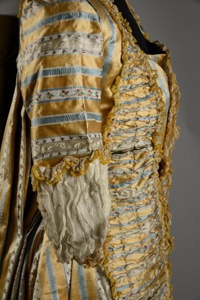 null Manteau de robe à la française, France, vers 1770-1780, mexicaine à rayures...