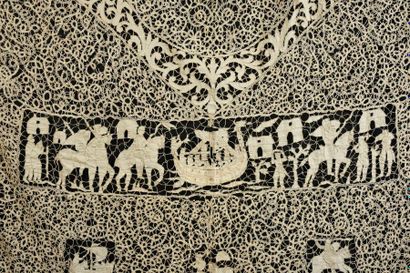 null Grand panneau en dentelle, tapisserie de Bayeux, 2eme moitié du XIXe siècle.
Grand...